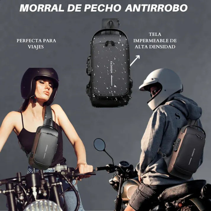 Super Mochila Antirrobo - Pechera Morral con Clave e Impermeable Con puerto USB